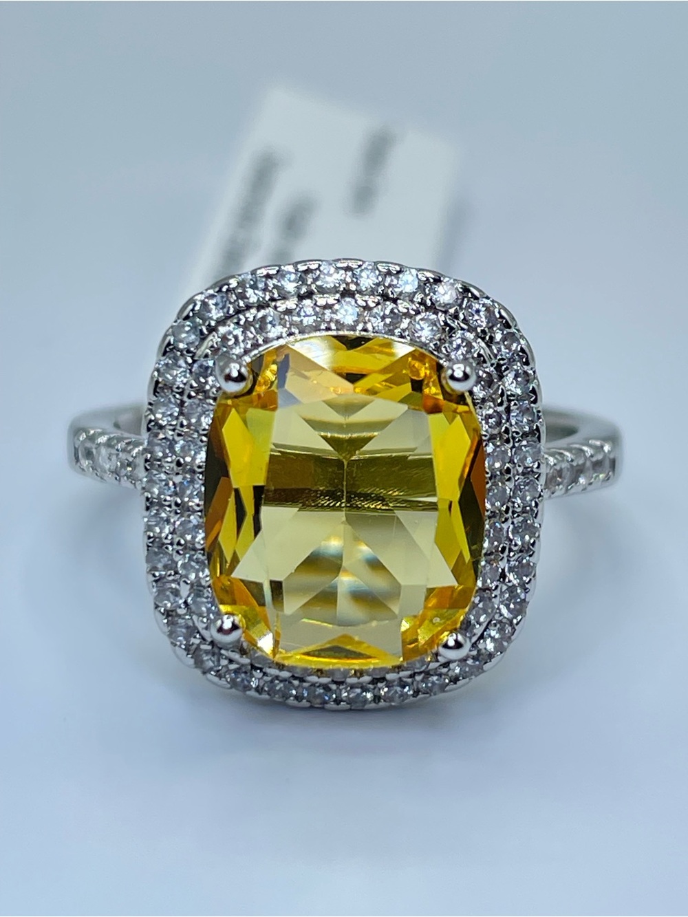 Swarovski Crystal Elements Canary Yellow Halo Art Deco Bold Ring Size 10